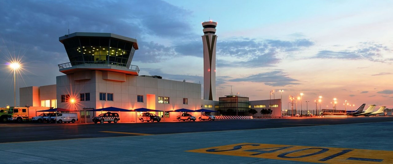 Early morning photograph of the Control Tower at DWC from the airside Early morning photograph of the Control Tower at DWC from the airside