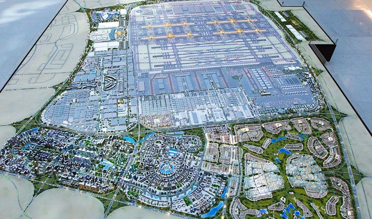 Aerial view of the master-plan model of DWC airport Aerial view of the master-plan model of DWC airport