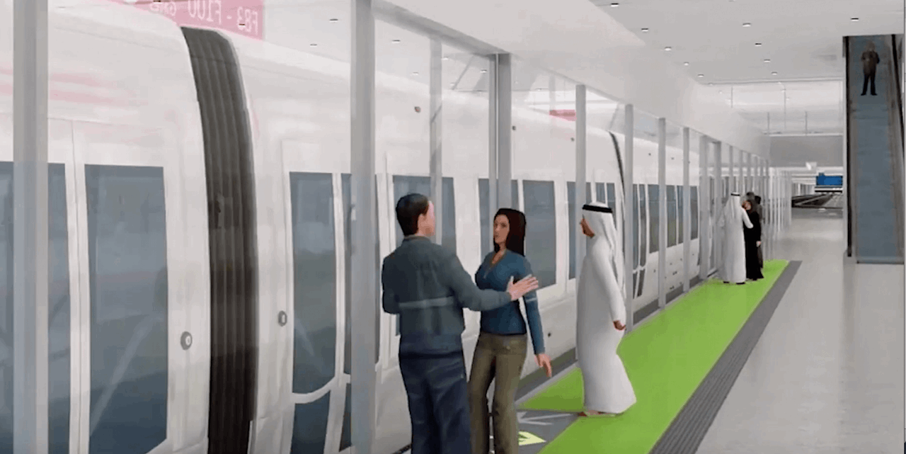 3D visualization of people waiting for the Automated People Mover at DWC 3D visualization of people waiting for the Automated People Mover at DWC