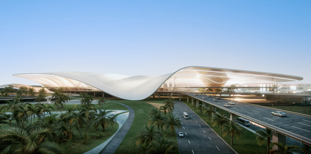 Overhead view of the future West Terminal building; visualisation